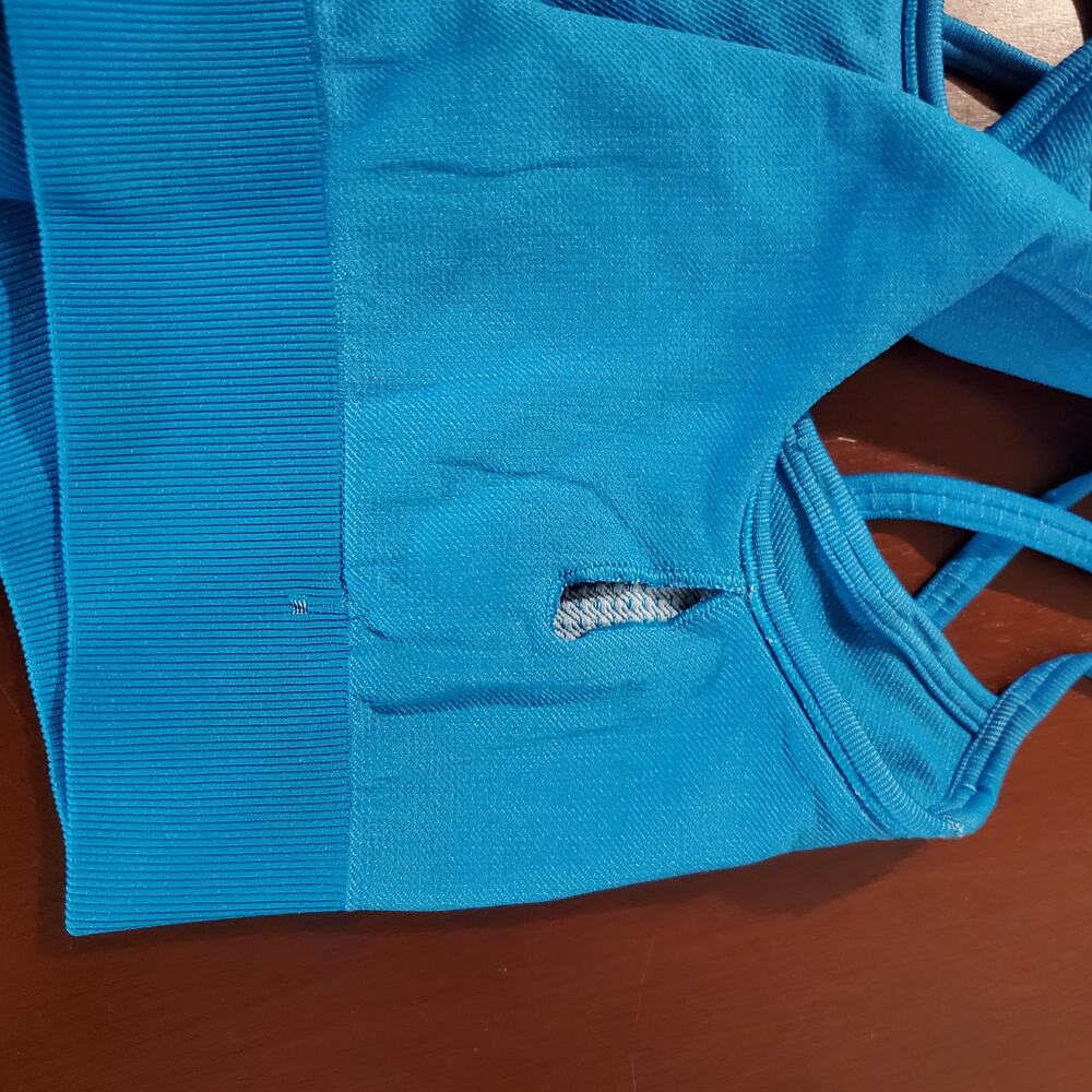 Gymshark Womens Ultra Seamless Ribbed Longline Sports Bralette Size XS Turquoise - Picture 5 of 7